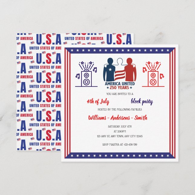 Invitación United We Party Block Party 250 (Anverso / Reverso)