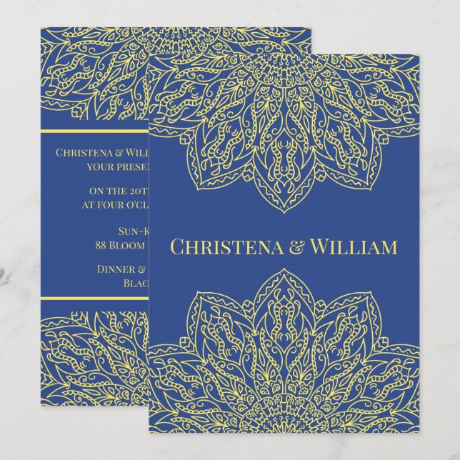 Invitación Unity in Bloom Blue Wedding Invitation (Anverso / Reverso)