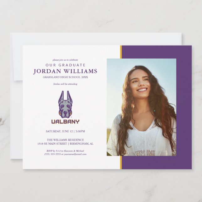 Invitación Universidad de Albany Great Danes (Anverso)