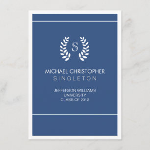 Invitación Universitaria de Graduación Azul y Blan