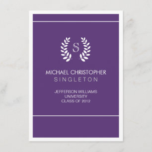 Invitación Universitaria de Graduación Púrpura y B