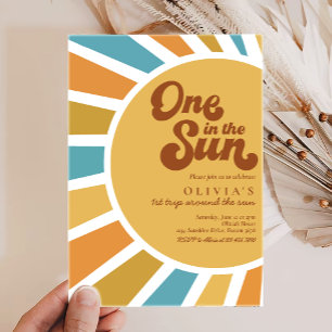 Invitación Uno al sol Primer cumpleaños del Retro Boho Suns