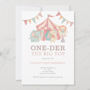 Invitación Uno de The Big Top Circus Fiesta de Cumpleaños 1