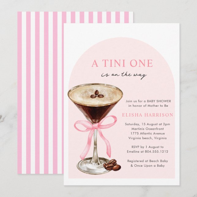 Invitación Uno de Trinidad en camino Chica Baby Shower (Anverso / Reverso)