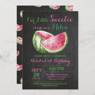 Invitación Uno en cumpleaños de la sandía del melón un primer