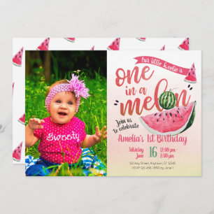 Invitación Uno en cumpleaños de la sandía del melón un primer
