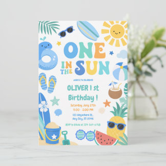 Invitación Uno en el Niño Sol Tropical Cumpleaños