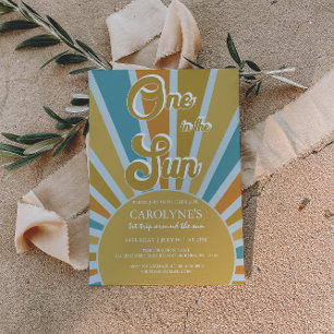Invitación Uno en el sol arcoiris apagado primer cumpleaños