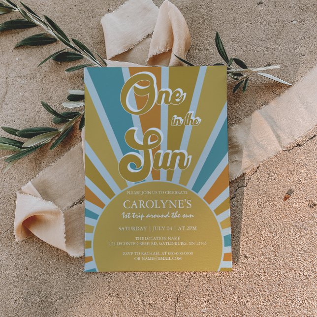 Invitación Uno en el sol arcoiris apagado primer cumpleaños (Subido por el creador)