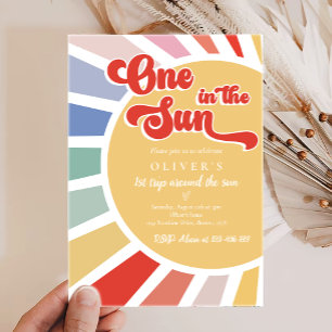 Invitación Uno en el sol arcoiris primer cumpleaños