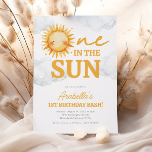 Invitación Uno en el Sol Cumpleaños Soleado 1º