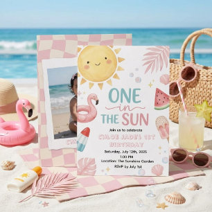 Invitación Uno en el Sol Foto de cumpleaños número 1