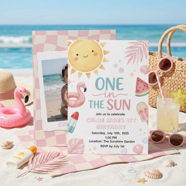 Invitación Uno en el Sol Foto de cumpleaños número 1 (Subido por el creador)