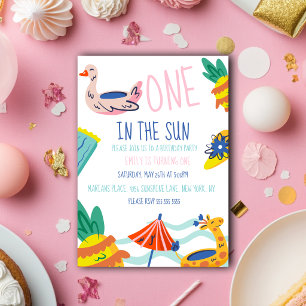Invitación Uno en el sol piscina de playa