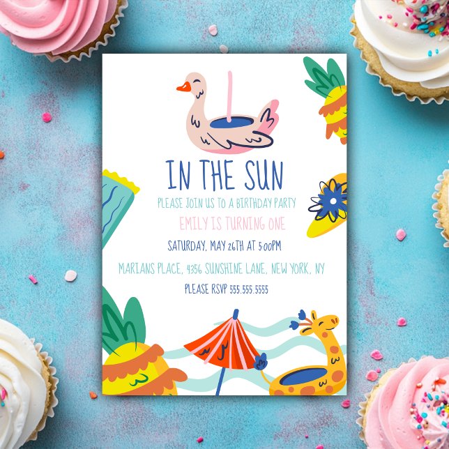 Invitación Uno en el sol primera piscina de cumpleaños (Subido por el creador)