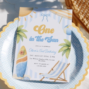 Invitación Uno en el Sol Retro 1er Cumpleaños Niño