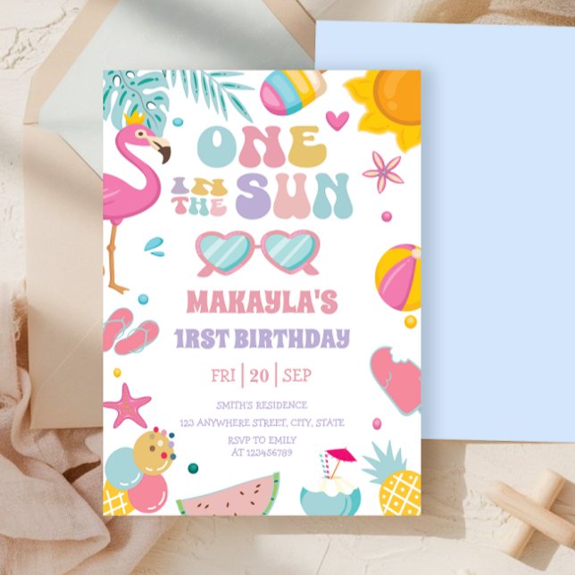 Invitación Uno En El Sol Verano Splash Splash Primer Cumpleañ (Subido por el creador)
