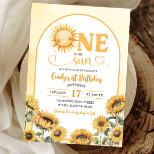 Invitación Uno en el sol verano verano sol primer cumpleaños