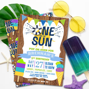 Invitación Uno en el Sol Vibes de Verano 1er cumpleaños