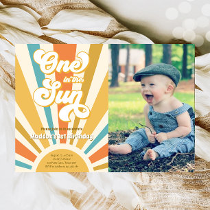 Invitación Uno en el Sun Retro Boho Hippie Primer cumpleaños