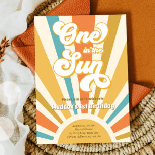 Invitación Uno en el Sun Retro Boho Hippie primer cumpleaños