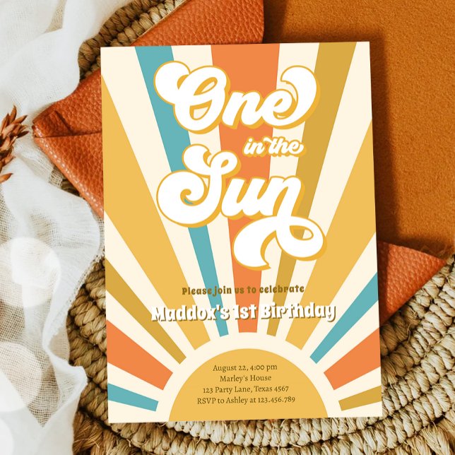 Invitación Uno en el Sun Retro Boho Hippie primer cumpleaños (Subido por el creador)