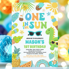 Invitación Uno en el Sun Tropical Beach Primer Fiesta de cump