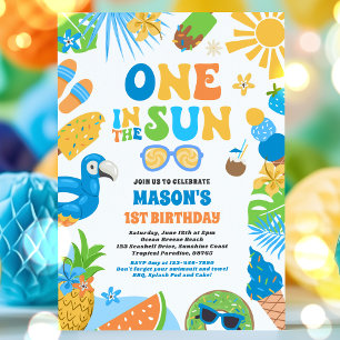 Invitación Uno en el Sun Tropical Beach Primer Fiesta de cump