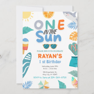 Invitación Uno en el Sun Tropical Beach Primer Fiesta de cump