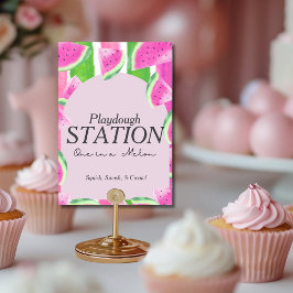 Invitación Uno en Estación de Plastilina de Melón Letrero de 