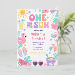 Invitación Uno en la Fiesta de Cumpleaños en la Piscina al So