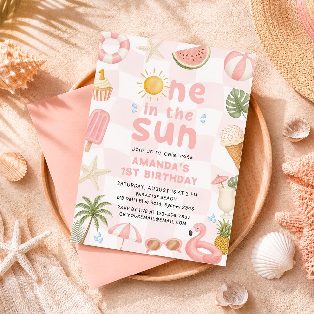 Invitación Uno en la Fiesta de Verano de Playa de Cumpleaños  (Subido por el creador)