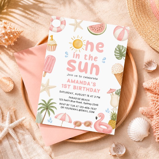 Invitación Uno en la Fiesta de Verano de Playa de Cumpleaños  (Subido por el creador)