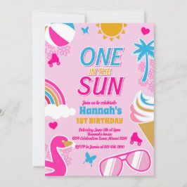 Invitación Uno en la piscina de sol Fiesta verano Chica de cu