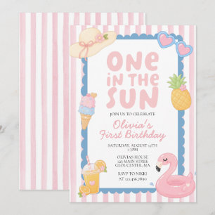 Invitación Uno en la playa costera de cumpleaños 1er