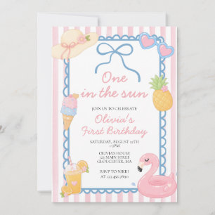 Invitación Uno en la playa costera de cumpleaños 1er