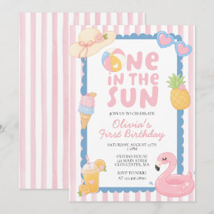 Invitación Uno en la playa costera de cumpleaños 1er