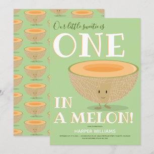 Invitación Uno en Melon Cantaloupe Personalizado de cumpleaño