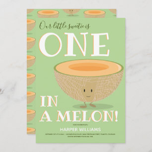 Invitación Uno en Melon Cantaloupe, primer Personalizado de c