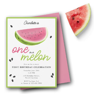 Invitación Uno en Melón Melón Verano Primer Cumpleaños