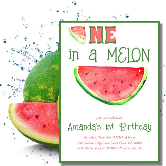 Invitación Uno en Melon Tutti Frutti Primer Fiesta de cumplea (Subido por el creador)