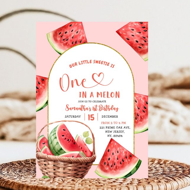 Invitación Uno en Melón Verano Primer Cumpleaños de la sandía (Subido por el creador)