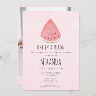 Invitación Uno en Melon Watermelon Primer cumpleaños