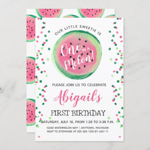 Invitación Uno en Melon Watermelon Primer cumpleaños