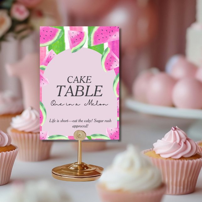 Invitación Uno en Pastel de Sandía de Mesa Rosa Sandía Letrer (One in Melon CAKE TABLE Pink Watermelon Sign)