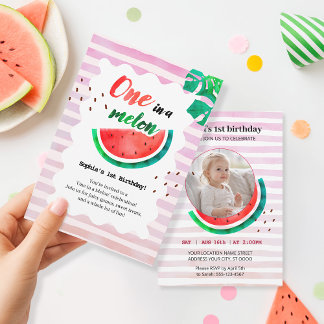 Invitación Uno en un cumpleaños de melón