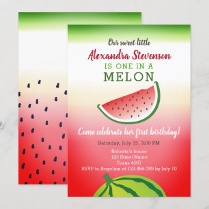 Invitación Uno en un cumpleaños de melón