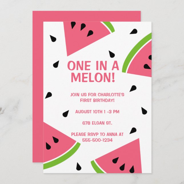 Invitación Uno en un melón (Anverso / Reverso)