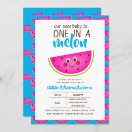 Invitación Uno En Un MELON Baby Shower Blue Pink Modern Cute