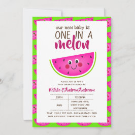 Invitación Uno En Un MELON Baby Shower Lime Green Pink Modern